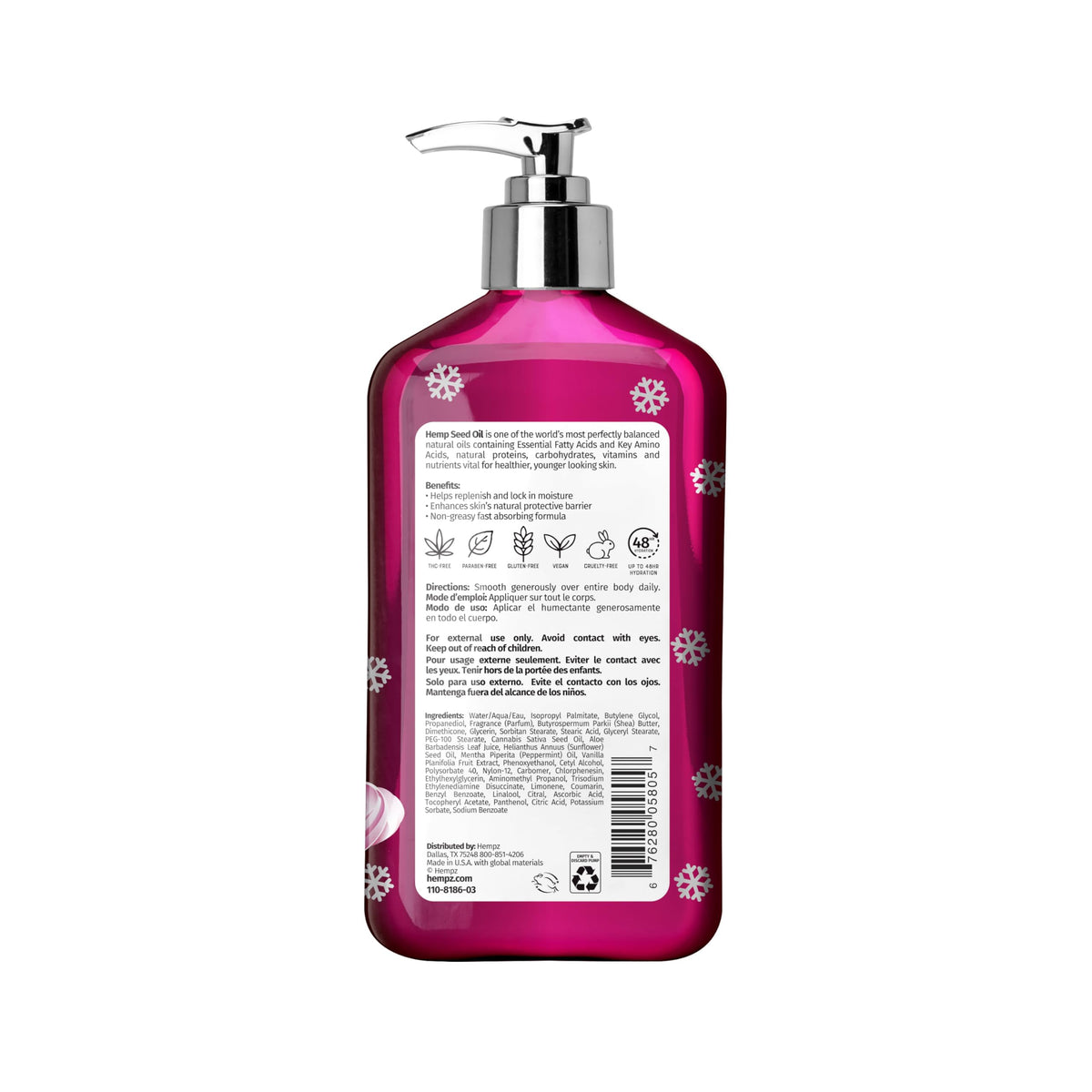 Hempz Holiday Body Lotion 2-Pack, Pink Peppermint Merigne and Vanilla Frosted Sugar Cookie Moisturizer, Gift for Men & Women, 17 oz Duo 🍁 All In One Marketplace Canada