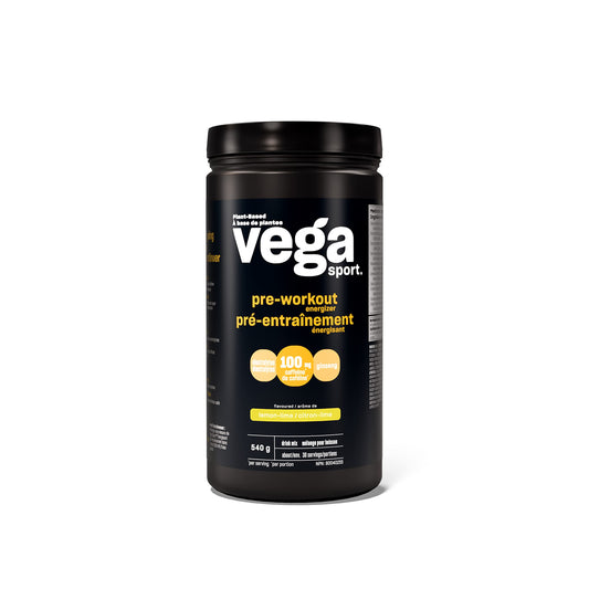 Vega Sport Pre-Workout Energizer Lemon Lime - Plant-Based Energy Powder, 30 Servings (550g)