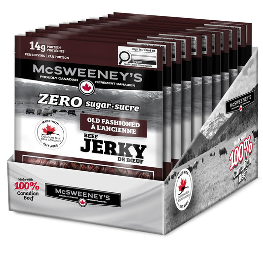 McSweeney's Zero Sugar Old Fashioned Beef Jerky – 100% Canadian, High Protein, Keto Friendly, 70g (Pack of 12)