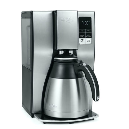 Mr. Coffee Programmable Coffee Maker | 10-Cup Coffee Machine with Thermal Carafe | Stainless Steel