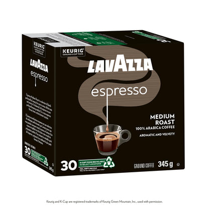 Lavazza Espresso Medium Roast K-Cup Coffee Pods, 30 Count For Keurig Coffee Makers