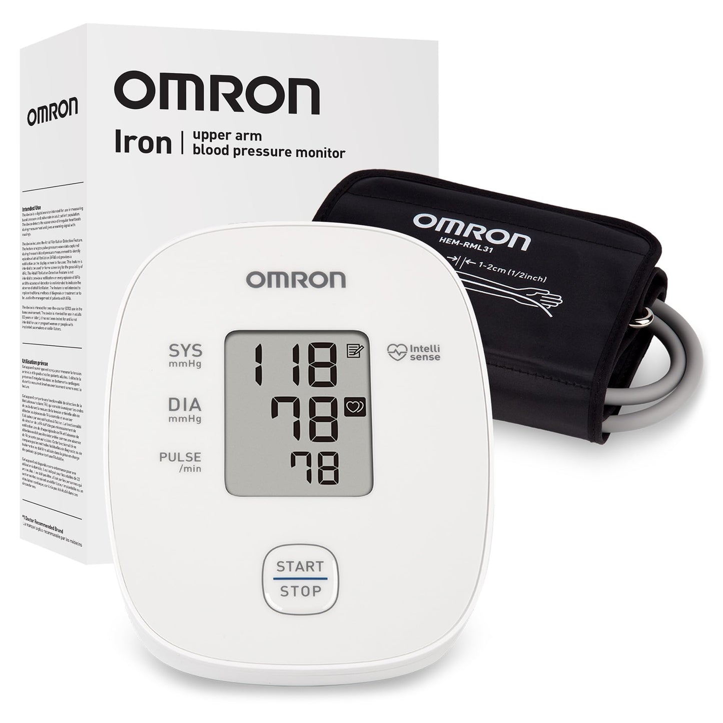 OMRON Iron Upper Arm Blood Pressure Monitor - Clinically Validated Blood Pressure Cuff - Medical Grade with Wide Range 17" Arm Cuff - Available at All In One Marketplace Canada