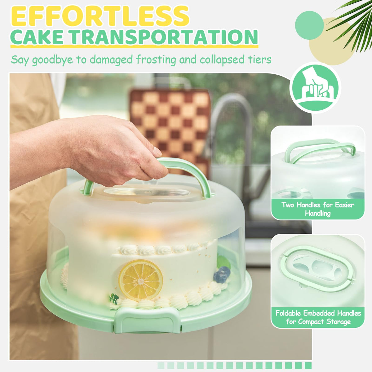 Ohuhu 10" Cake Carrier with Lid, BPA-Free Plastic Container, Leak-Proof 🍁 All In One Marketplace Canada