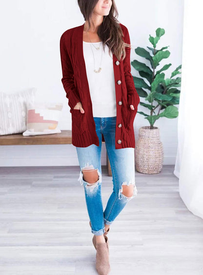PRETTYGARDEN Women's Cable Knit Cardigan Sweaters Fall(Wine Red,S) 🍁 All In One Marketplace Canada