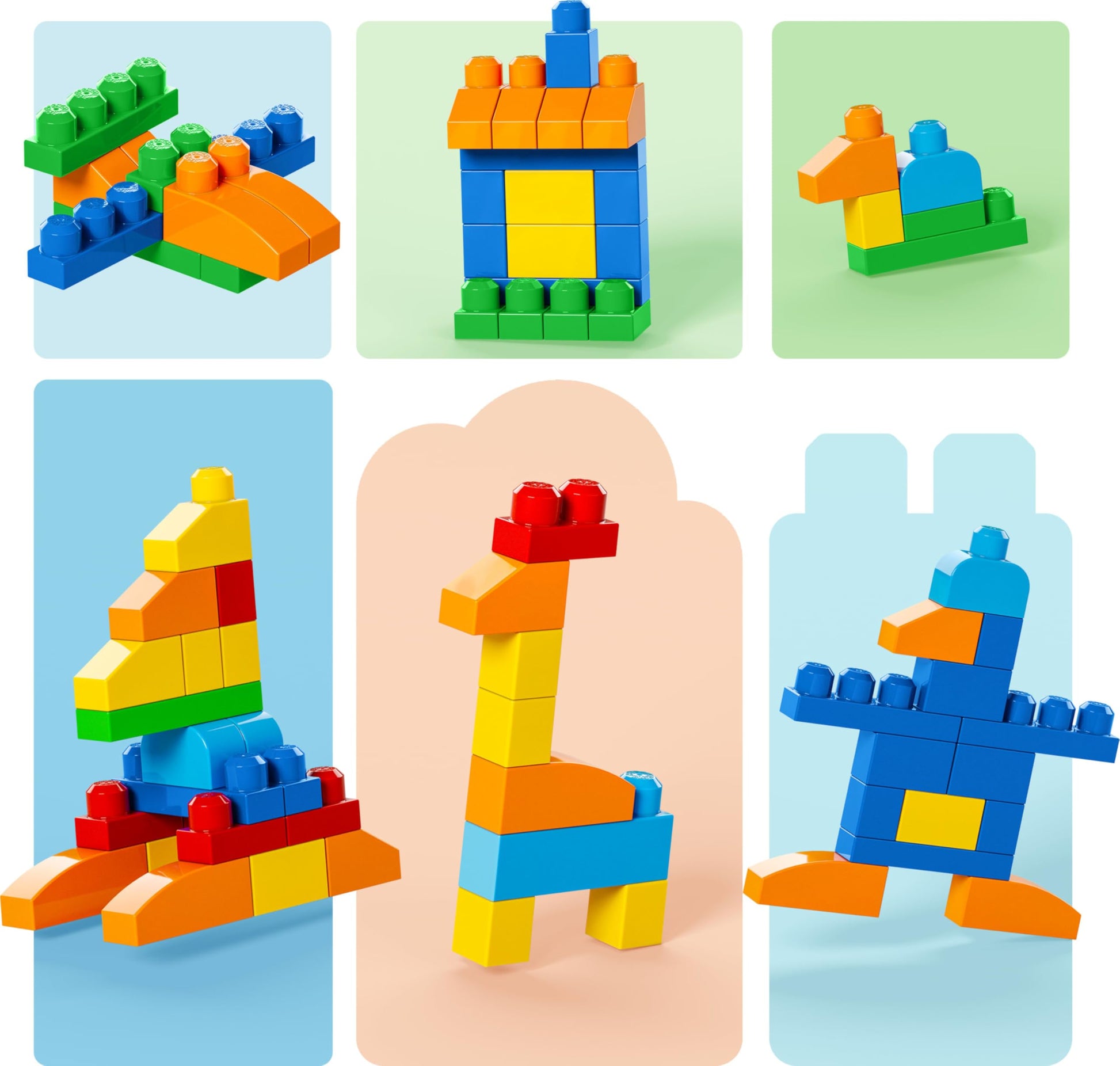 MEGA BLOKS First Builders Toddler Blocks Toys Set, Deluxe Building Bag with 150 Pieces and Storage, Blue, Ages 1+ Years