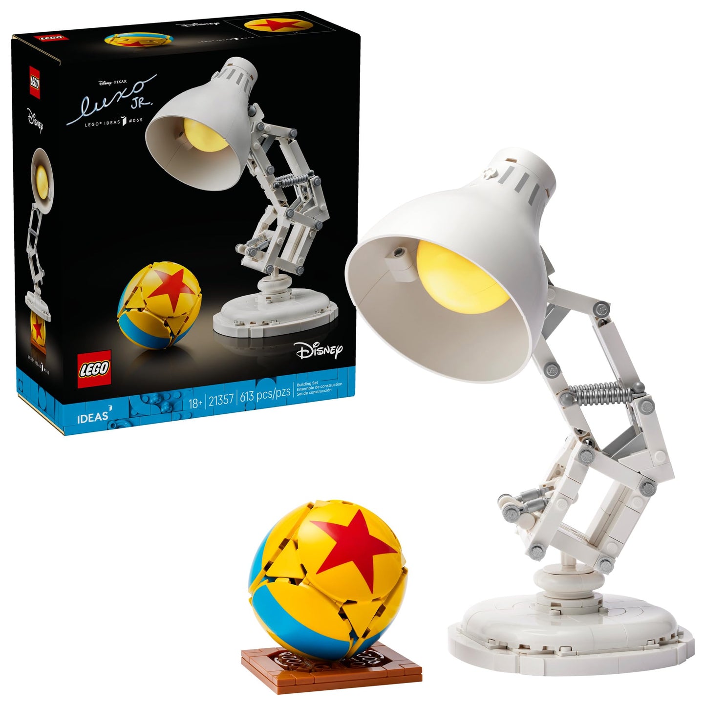 LEGO Ideas Disney Pixar Luxo Jr. - Room Decor and Building Set for Adults - Office and Desk Decor for Women and Men, Ages 18+ - Brick-Built Lamp DIY Kit - Collectible Gift Idea for Movie Fans - 21357 LEGO