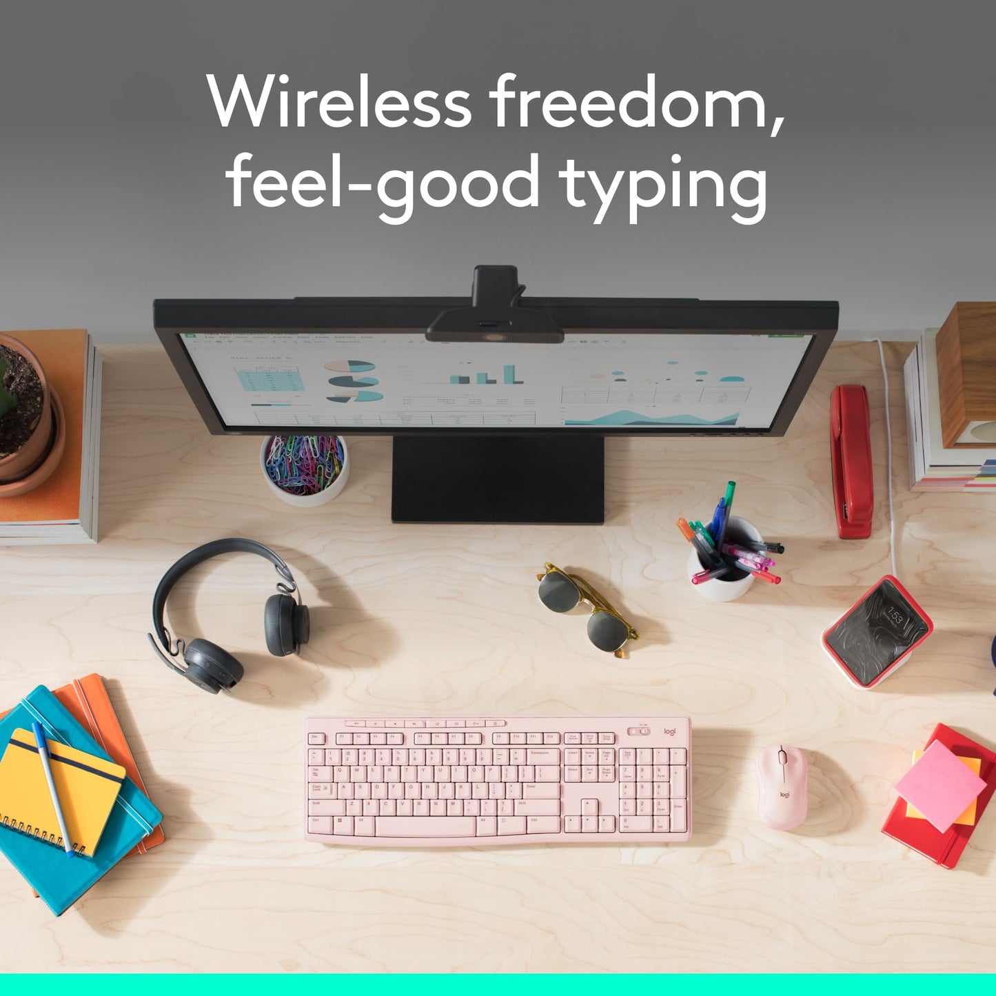 Logitech MK270 Wireless Keyboard and Mouse Combo for Windows, 2.4 GHz Wireless, Compact Mouse, 8 Multimedia and Shortcut Keys, 2-Year Battery Life, for PC, Laptop - Rose - Available at All In One Marketplace Canada