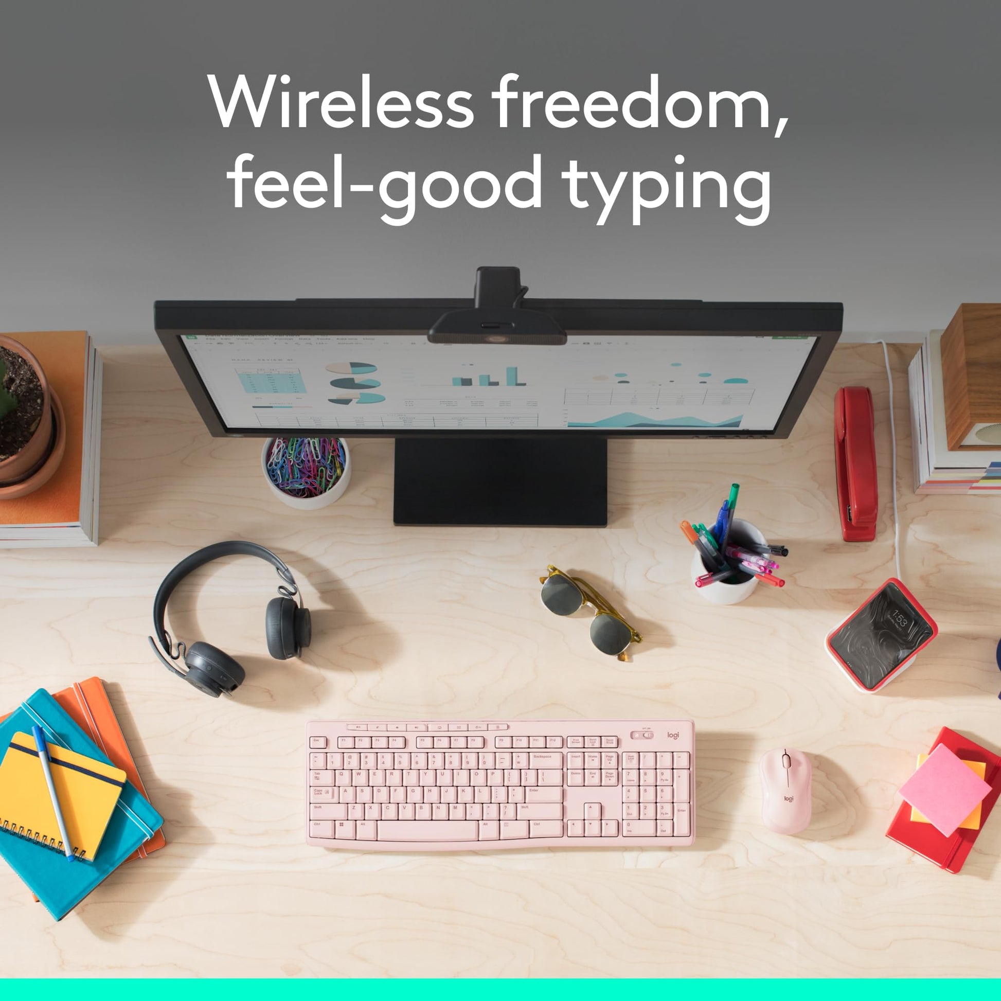 Logitech MK270 Wireless Keyboard and Mouse Combo for Windows, 2.4 GHz Wireless, Compact Mouse, 8 Multimedia and Shortcut Keys, 2-Year Battery Life, for PC, Laptop - Rose - Available at All In One Marketplace Canada