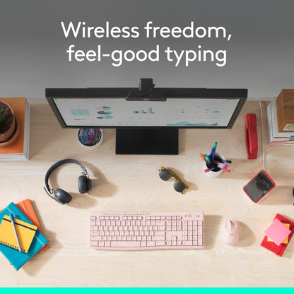 Logitech MK270 Wireless Keyboard and Mouse Combo for Windows, 2.4 GHz Wireless, Compact Mouse, 8 Multimedia and Shortcut Keys, 2-Year Battery Life, for PC, Laptop - Rose - Available at All In One Marketplace Canada