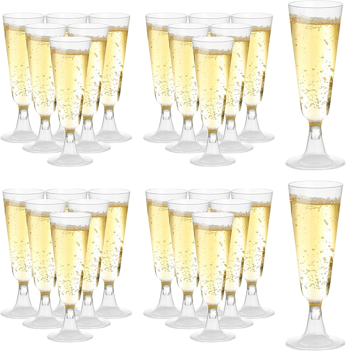 100 Pcs 5oz Clear Disposable Plastic Champagne Flutes 🍁 All In One Marketplace Canada