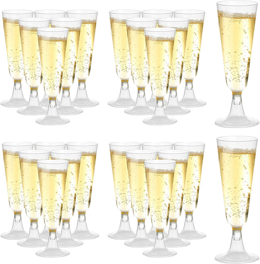 100 Pcs 5oz Clear Disposable Plastic Champagne Flutes 🍁 All In One Marketplace Canada