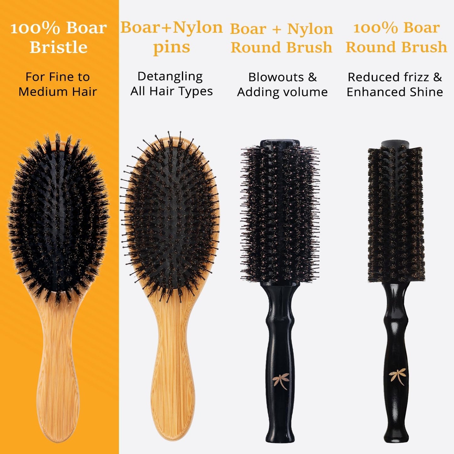 Belula 100% Boar Bristle Hair Brush Set (Medium). Soft Natural Bristles for Thin and Fine Hair. Restore Shine And Texture. Wooden Comb, Travel Bag and Spa Headband Included! - Available at All In One Marketplace Canada