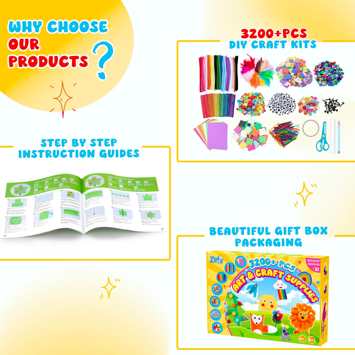 Zefy 3200+ Pcs Arts and Crafts Supplies for Kids 🍁 All In One Marketplace Canada