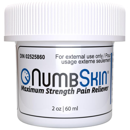 Numbskin 5% Lidocaine Numbing Cream – Fast-Acting Topical Anesthetic for Temporary Pain Relief – Commonly Used Before Tattoo, Microneedling, Waxing & Piercing – With Vitamin E – 2 oz (56 g) - Available at All In One Marketplace Canada