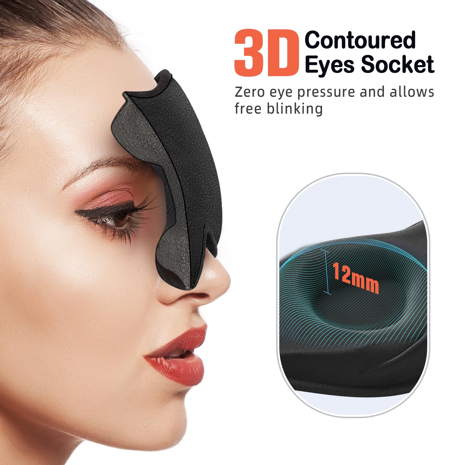 LitBear Sleep Mask for Side Sleeper Women Men, Eye Mask for Sleeping Light Blocking, 3D Contoured Cup Sleeping Mask, Soft Breathable Sleep Eye Mask with Adjustable Elastic Strap for Flight Nap - Available at All In One Marketplace Canada