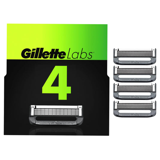 Gillette Mens Razor Blade Refills with Exfoliating Bar by GilletteLabs, Compatible Only with GilletteLabs Razors with Exfoliating Bar and Heated Razor, 4 Razor Blade Cartridges - Available at All In One Marketplace Canada