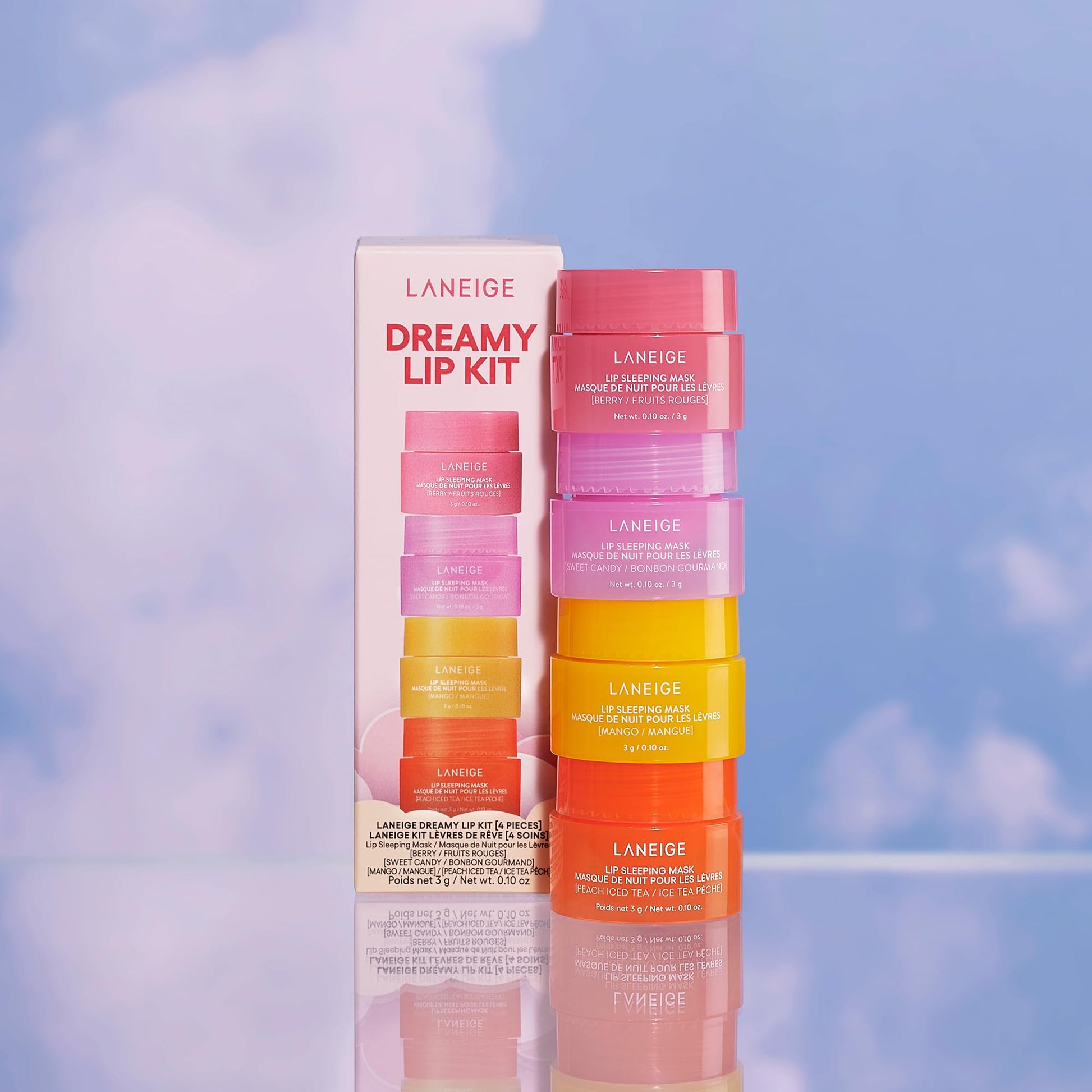 LANEIGE Dreamy Lip Kit: Lip Sleeping Mask Berry, Sweet Candy, Mango, and Peach Iced Tea, Nourish, Hydrate, Vitamin C, Shea Butter, Coconut Oil - Available at All In One Marketplace Canada