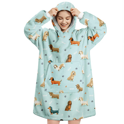 Queenshin Oversized Wearable Blanket Fluffy Hoodie for Women Men Dachshund 🍁 All In One Marketplace Canada