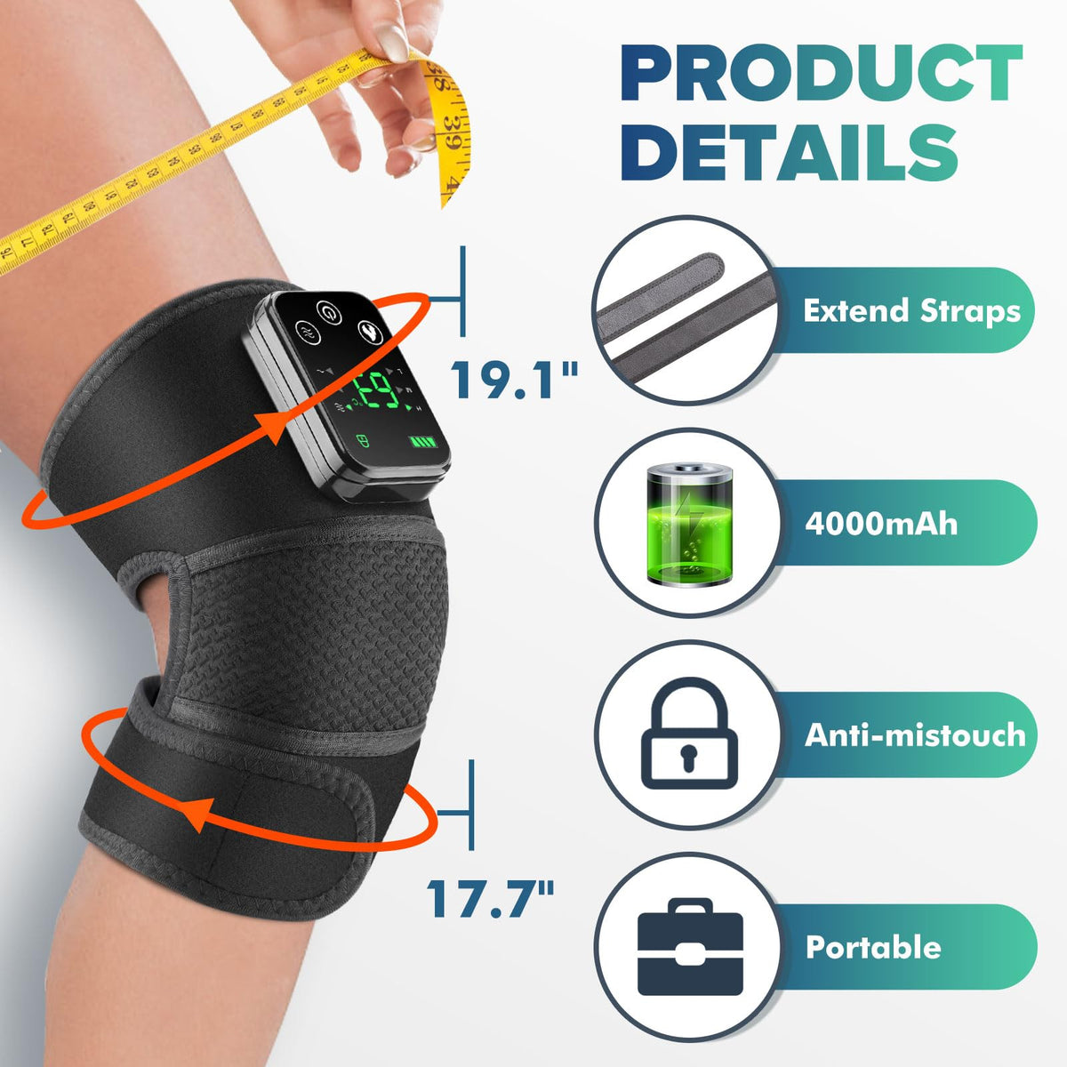 Heated Knee Brace, Cordless Heated Knee Massager Shoulder Support Brace with Massage, Vibration Heating Pads for Knee Shoulder Elbow, Gift for Men Women Birthday Christmas 🍁 All In One Marketplace Canada