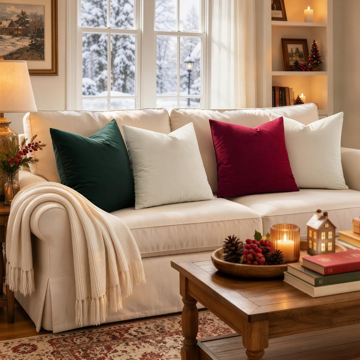 MIULEE Pack of 2 Christmas Velvet Throw Pillow Covers 18x18 Wine Red 🍁 All In One Marketplace Canada