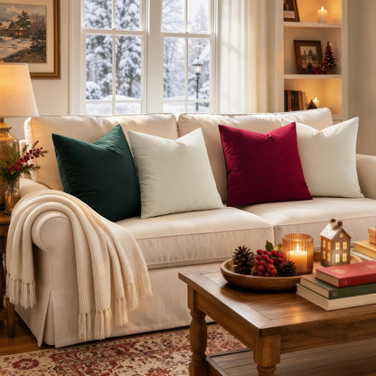 MIULEE Pack of 2 Christmas Velvet Throw Pillow Covers 18x18 Wine Red 🍁 All In One Marketplace Canada