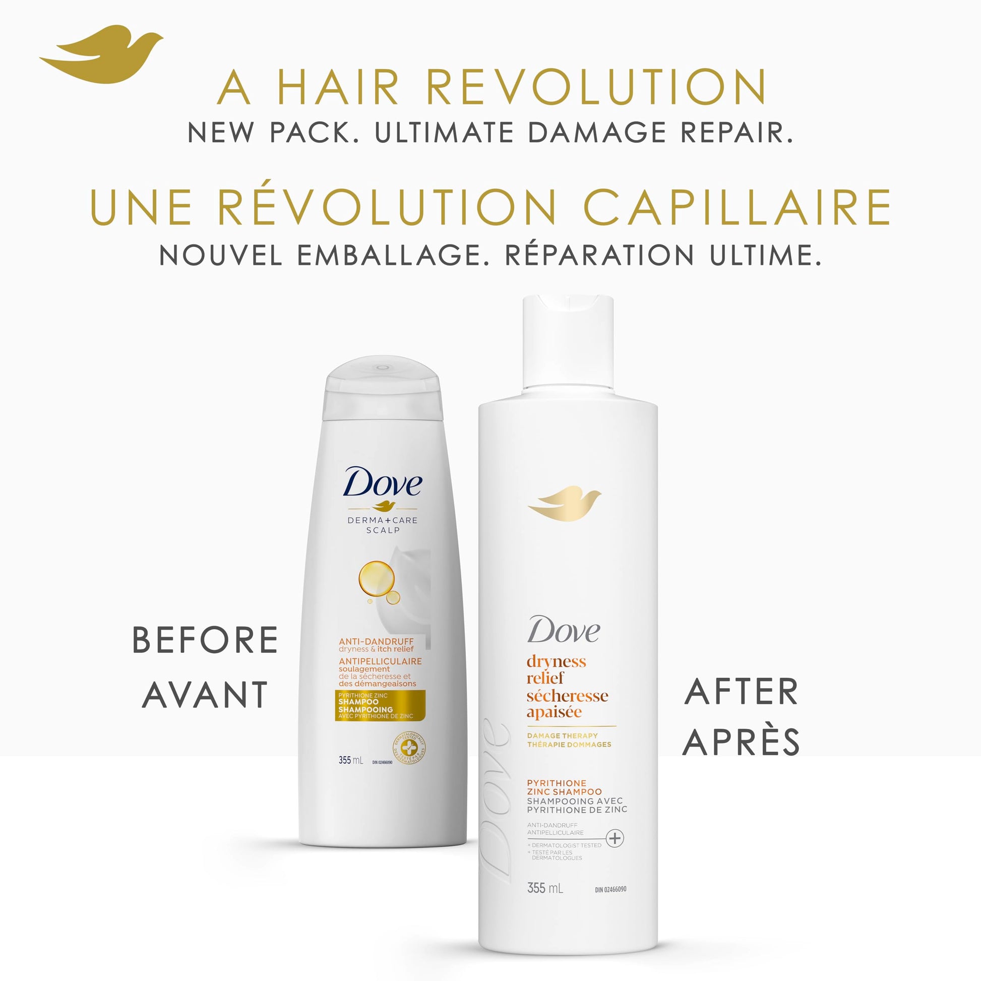 Dove Dryness Relief Damage Therapy Shampoo & Conditioner, 355mL, 4-Pack Dove