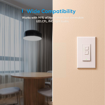 meross Smart Dimmer Switch, Single Pole Smart Switch for LED Light, Neutral Wire Required, Compatible with Apple HomeKit, Alexa, Hey Google and SmartThings, 2.4GHz Wi-Fi, No Hub Required, 2 Pack meross