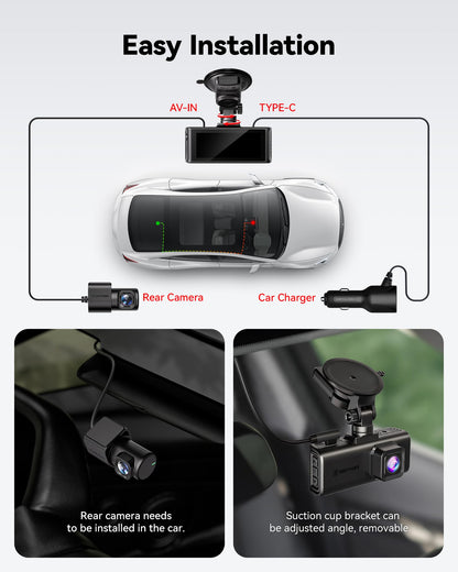 REDTIGER 4K Dash Cam Front and Rear, STARVIS 2 Sensor, Touch Screen 3.18", Voice Control, 20MB/s 5.8GHz WiFi 6 Car DashCam with 128GB Card, GPS, Night Vision, Emergency Lock, Parking Mode(F7N Touch)