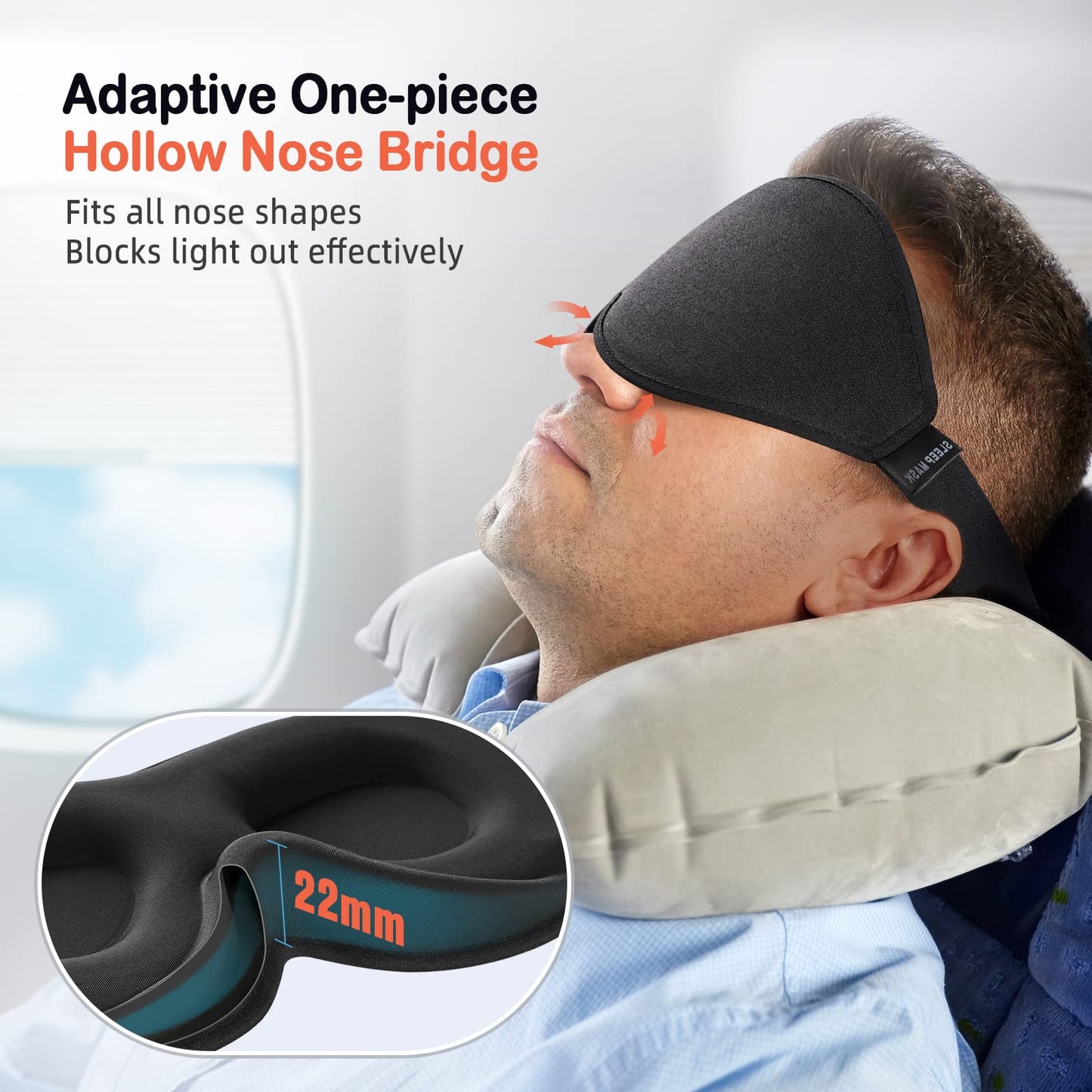 LitBear Sleep Mask for Side Sleeper Women Men, Eye Mask for Sleeping Light Blocking, 3D Contoured Cup Sleeping Mask, Soft Breathable Sleep Eye Mask with Adjustable Elastic Strap for Flight Nap - Available at All In One Marketplace Canada