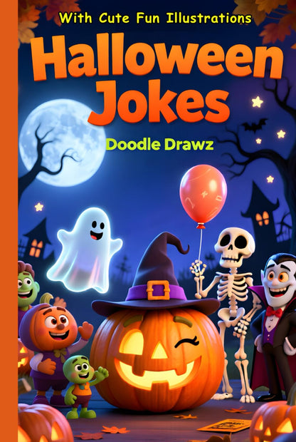 The Spooktacular Halloween Jokes Book with Cute Illustrations: Spooky Trick-or-Treat Laughs with Pumpkins, Ghosts, Witches, Vampires & More for Your Halloween Party - 40 Jokes with 40 matching Colorful pics - Hardcover - funny halloween themed gifts
