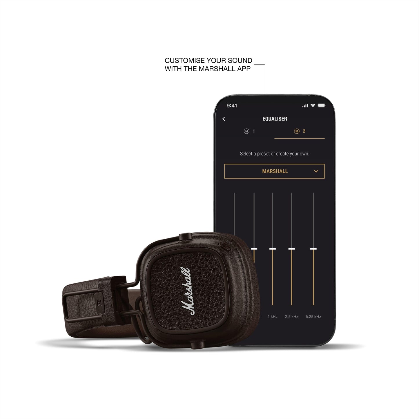 Marshall Major V Wireless On-Ear Headphones with 100+ Hours of Playtime - Brown Marshall
