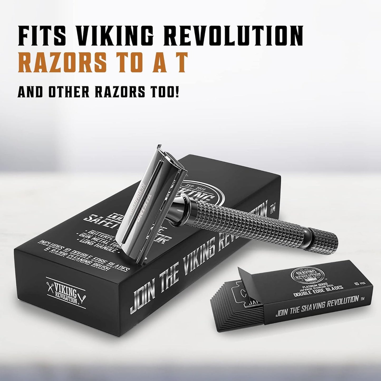Viking Revolution 50x Safety Razor Blades Men - Platinum Japanese Stainless Steel Double Edge Razor Blade For A Smooth, Precise And Clean Shave - Razor Blades Double Edge - Safety Razor Blade - Available at All In One Marketplace Canada