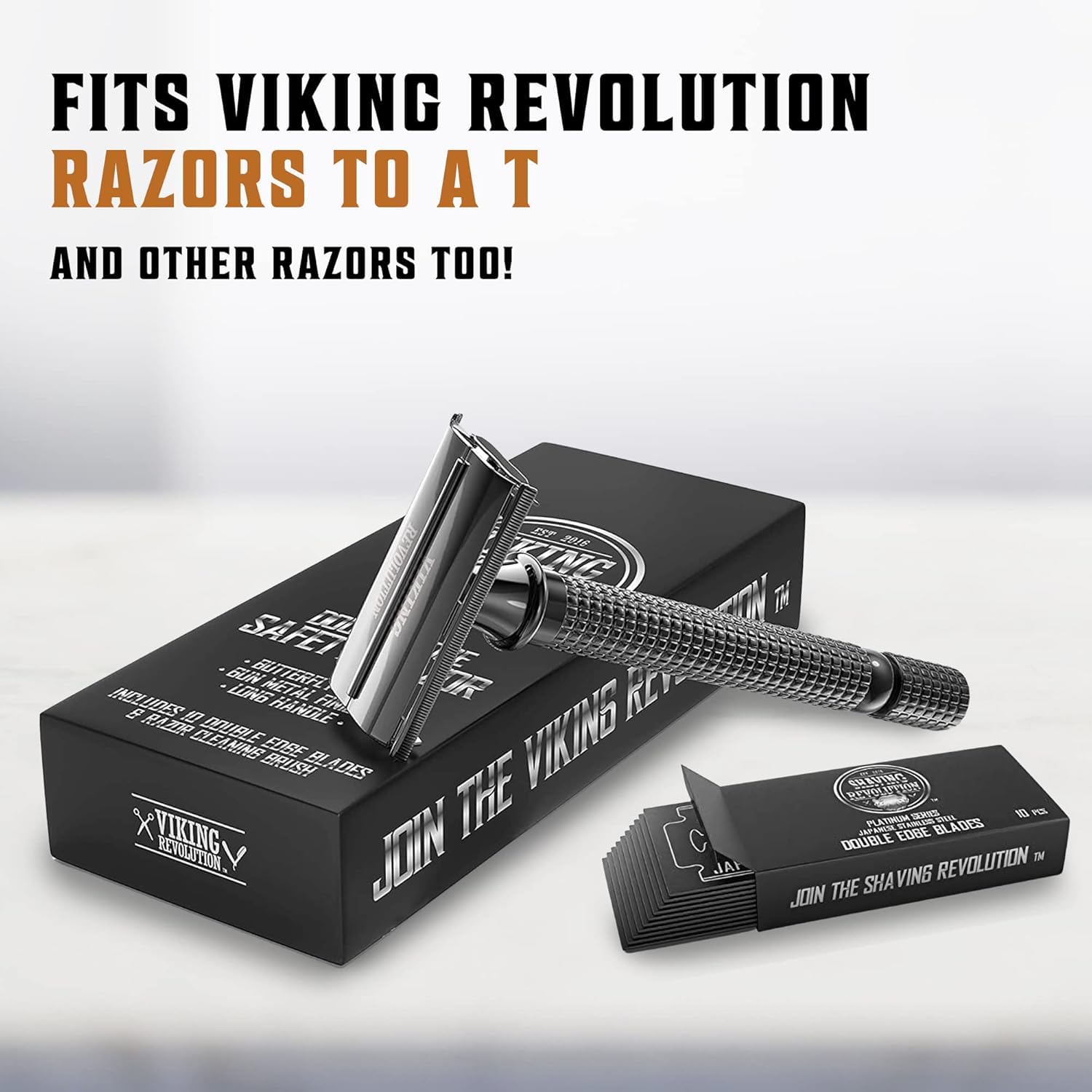 Viking Revolution 50x Safety Razor Blades Men - Platinum Japanese Stainless Steel Double Edge Razor Blade For A Smooth, Precise And Clean Shave - Razor Blades Double Edge - Safety Razor Blade - Available at All In One Marketplace Canada