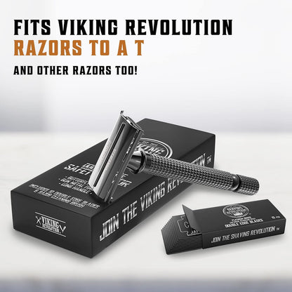 Viking Revolution 50x Safety Razor Blades Men - Platinum Japanese Stainless Steel Double Edge Razor Blade For A Smooth, Precise And Clean Shave - Razor Blades Double Edge - Safety Razor Blade - Available at All In One Marketplace Canada