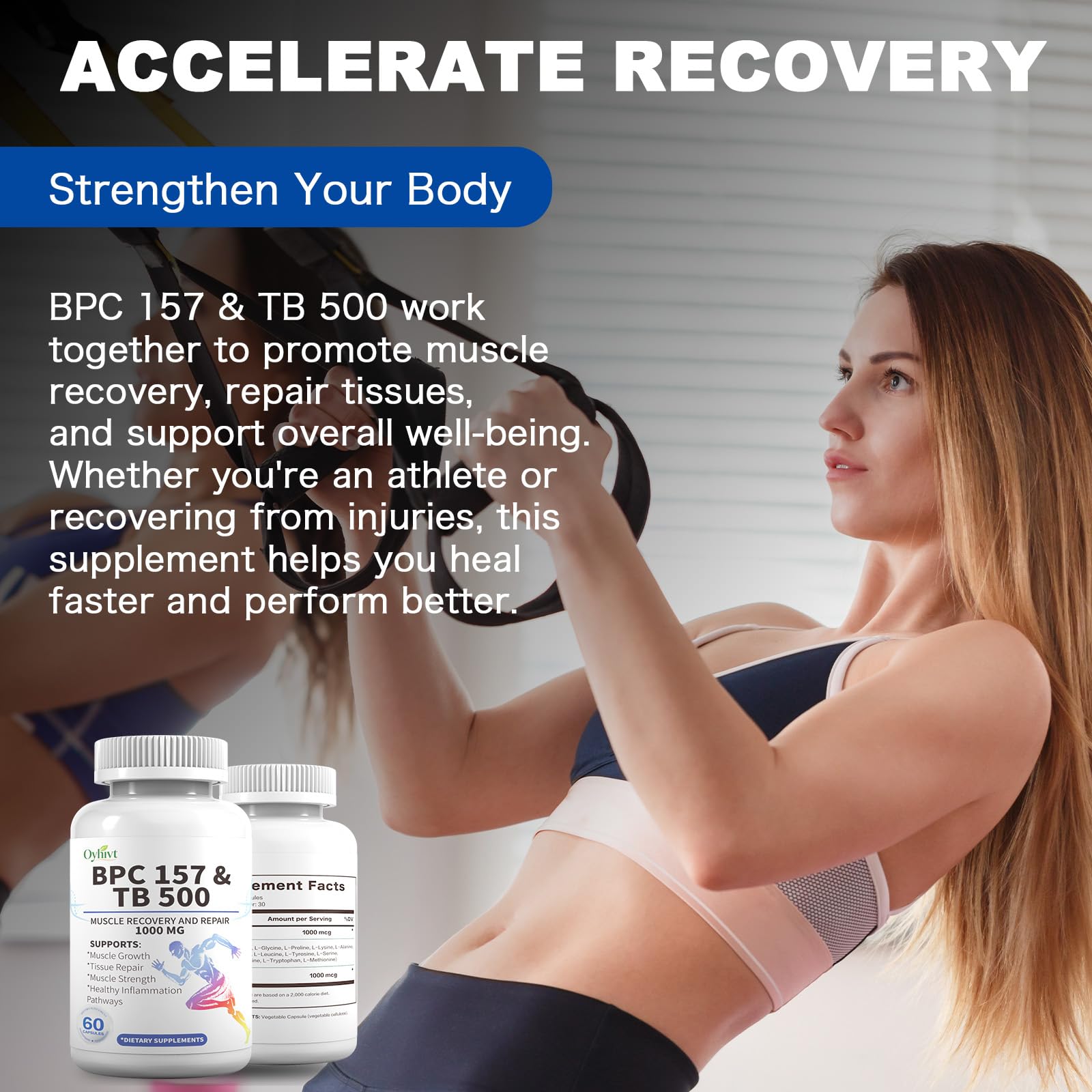 BPC-157 and TB 500 Capsules, supports muscle growth, tissue repair, strength,BPC-157 and TB 500for Muscle and Workout Recovery, 60-Capsule Bottle - Available at All In One Marketplace Canada