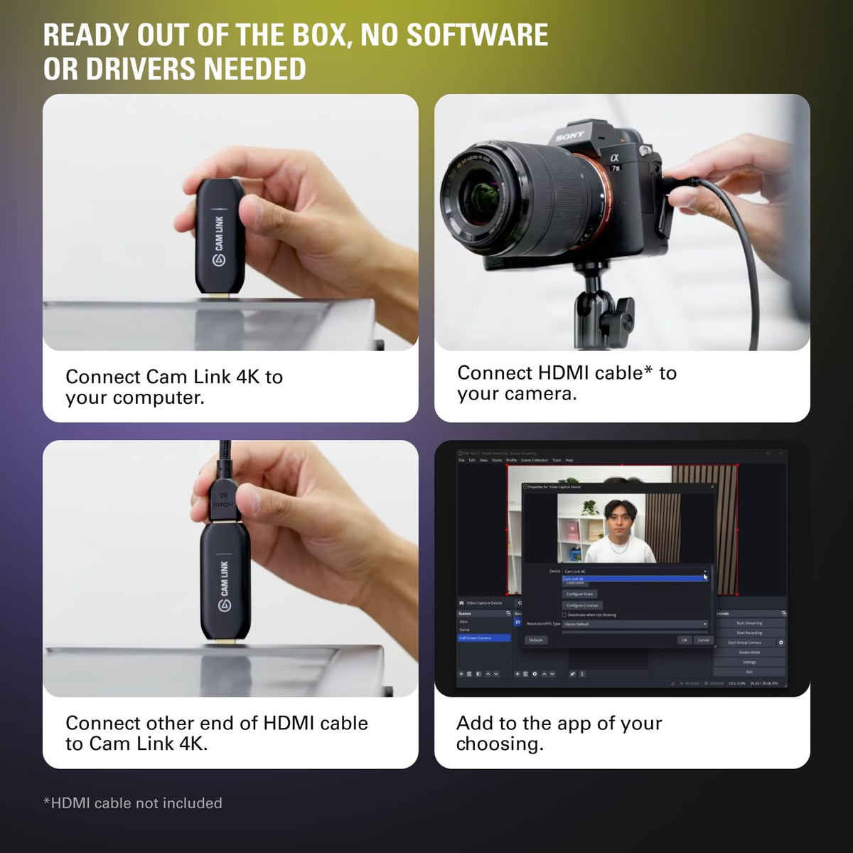 Elgato Cam Link 4K Capture Card for DSLR, Camcorder, Action Cam