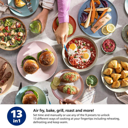 Philips Air Fryer 2000 Series - 13-in-1 functions, 6.2L, Compact Design with Cooking Window, Black, (NA231/00) PHILIPS