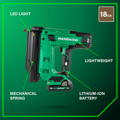 Metabo HPT 18V MultiVolt™ 18-Ga Compact Cordless Brad Nailer Kit, Includes 1-18V 2.0 Ah Battery, NT1850DGM Metabo HPT