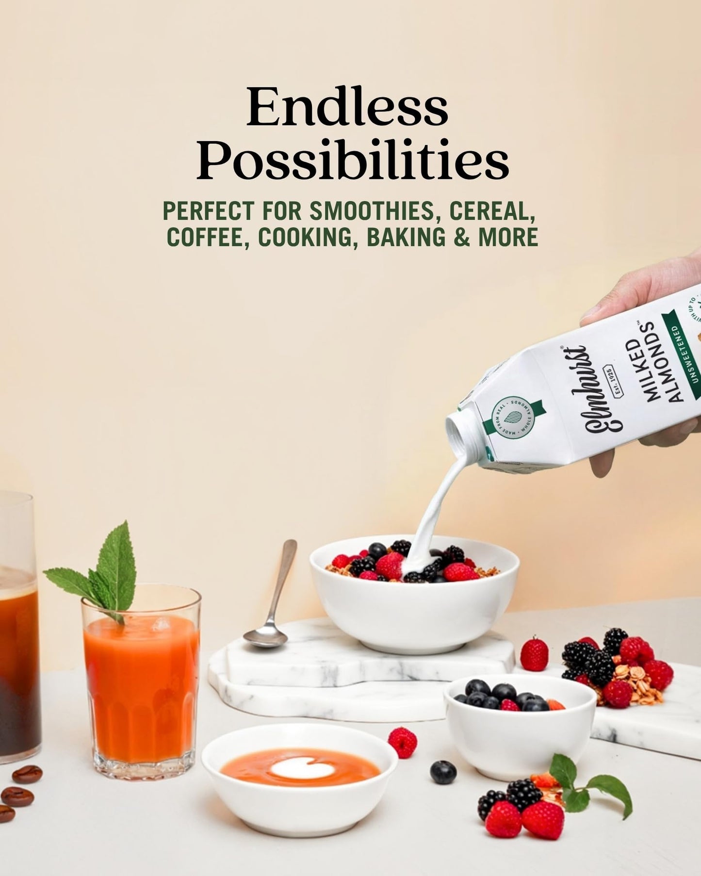 Elmhurst Unsweetened Almond Milk 6x946 ML Elmhurst