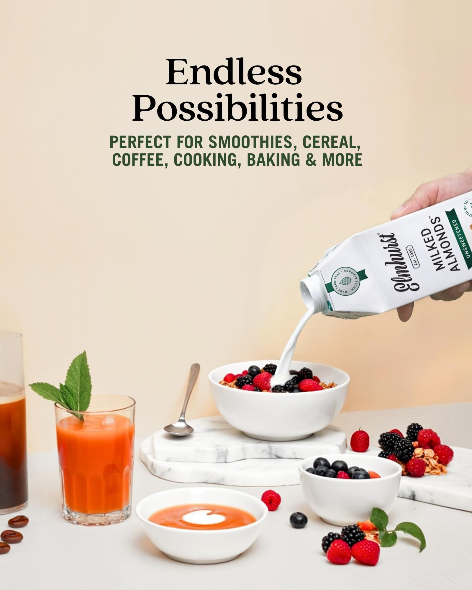 Elmhurst Unsweetened Almond Milk 6x946 ML Elmhurst