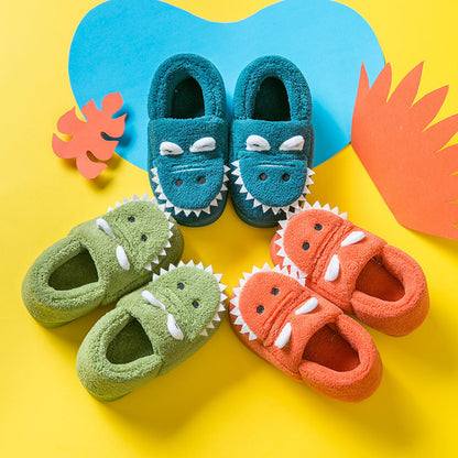 OWIF Toddler Slippers Boys Girls Kids, Dinosaur House Slippers Cute Warm Soft Fuzzy Slippers Non-slip Indoor Children Winter Toddler Shoes 🍁 All In One Marketplace Canada