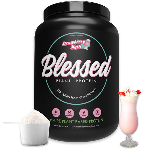 Blessed Plant-Based Protein Powder - Pea Protein Meal Replacement Shake, 23g Protein Per Serving, Vegan, Gluten-Free, Naturally Sweetened, 30 Servings (Strawberry Mylk)