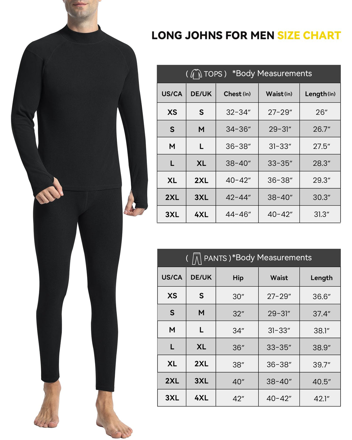 Runhit Thermal Underwear for Men Long Johns Men Soft Long Underwear for Men Thermal Shirts Fleece Lined Pants Winter Set Gray Black L 🍁 All In One Marketplace Canada