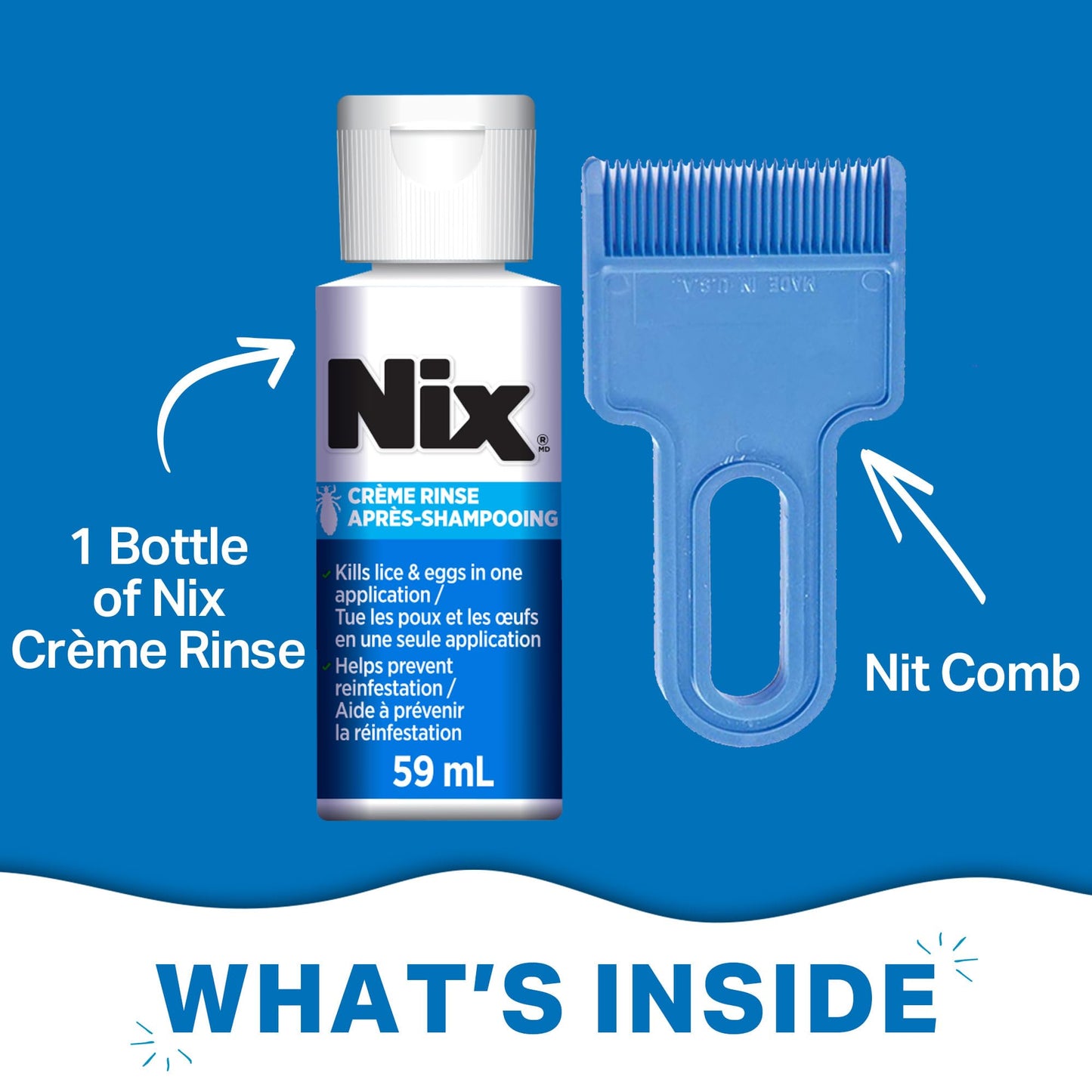 Nix Creme Rinse with Nit Removal Comb - 56gm - Effective Head Lice Treatment NIX