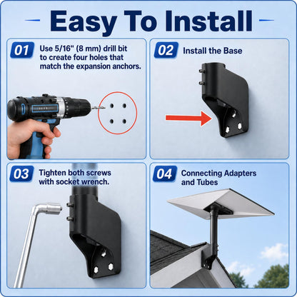 Gen 3 Mount for Starlink, 360° Adjustable Standard 4/4X Dish Wall Mount with Aluminum Adapter, Rust-Resistant Roof and Eave Mounting Kit for Outdoor Use - Available at All In One Marketplace Canada