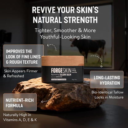 FORGE SKIN® Wrinkle Defense Beef Tallow Balm for Men [TALLOW-BASED] Moisturizer for Face Hydration - Hydrating Anti Aging Skin Cream - Natural Facial Skincare Lotion with Essential Oils (1.7 OZ) - Available at All In One Marketplace Canada