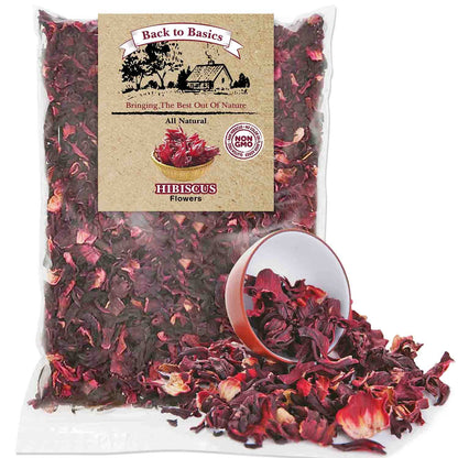 Hibiscus Tea Flowers - 1 Pound Resealable Bag - All Natural Sun-Dried Blooms for Hot or Cold Brewing