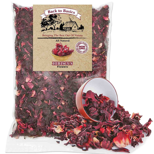 Hibiscus Tea Flowers - 1 Pound Resealable Bag - All Natural Sun-Dried Blooms for Hot or Cold Brewing