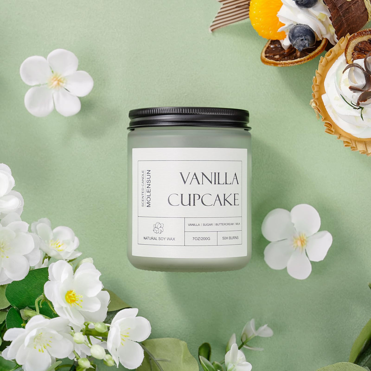 Molensun Vanilla Cupcake Scented Candle, Natural Soy Wax, 7 oz 🍁 All In One Marketplace Canada
