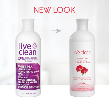 Live Clean Sweet Pea Moisturizing Liquid Hand Soap Refill, 4 Count (Packaging May Vary)